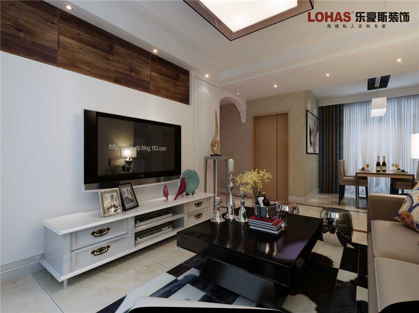 保利E區(qū)97平米兩室現(xiàn)代簡(jiǎn)約裝修效果圖