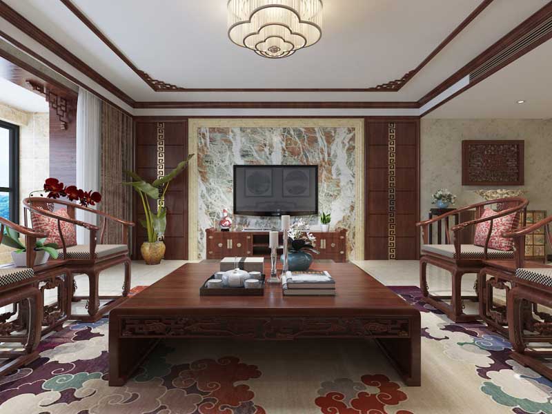 世紀名園260平米四室二廳三衛(wèi)新中式裝修效果圖