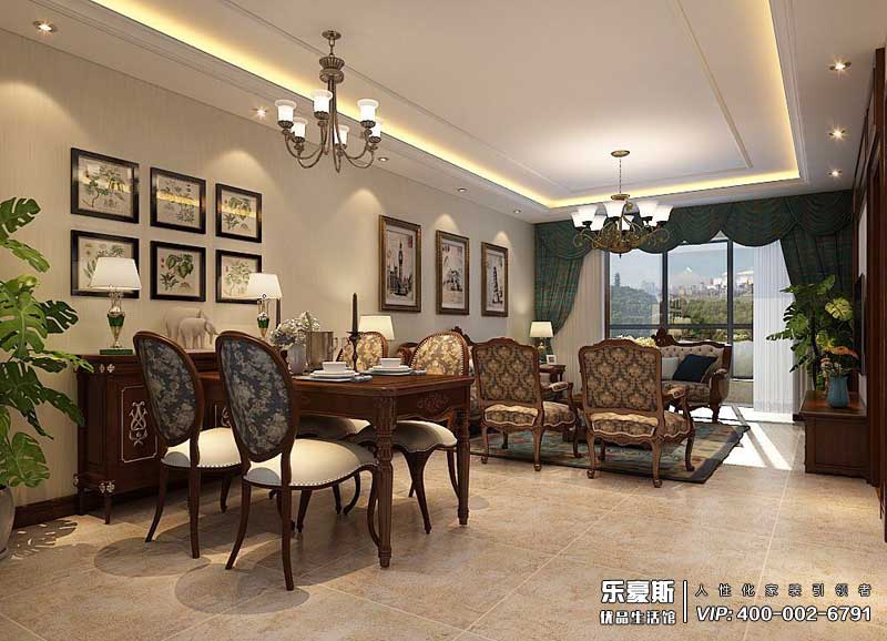 石家莊翰唐92平米美式風格裝修效果圖