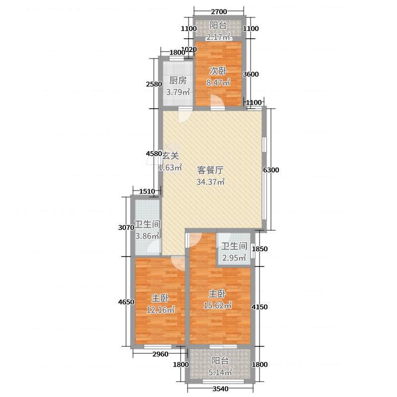 潤(rùn)德天悅城3室2廳2衛(wèi)1廚130㎡戶(hù)型圖