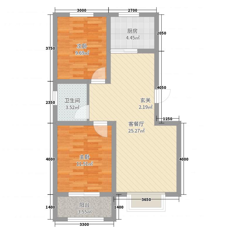 鑫界9號院2室1廳2衛(wèi)1廚88㎡戶型圖