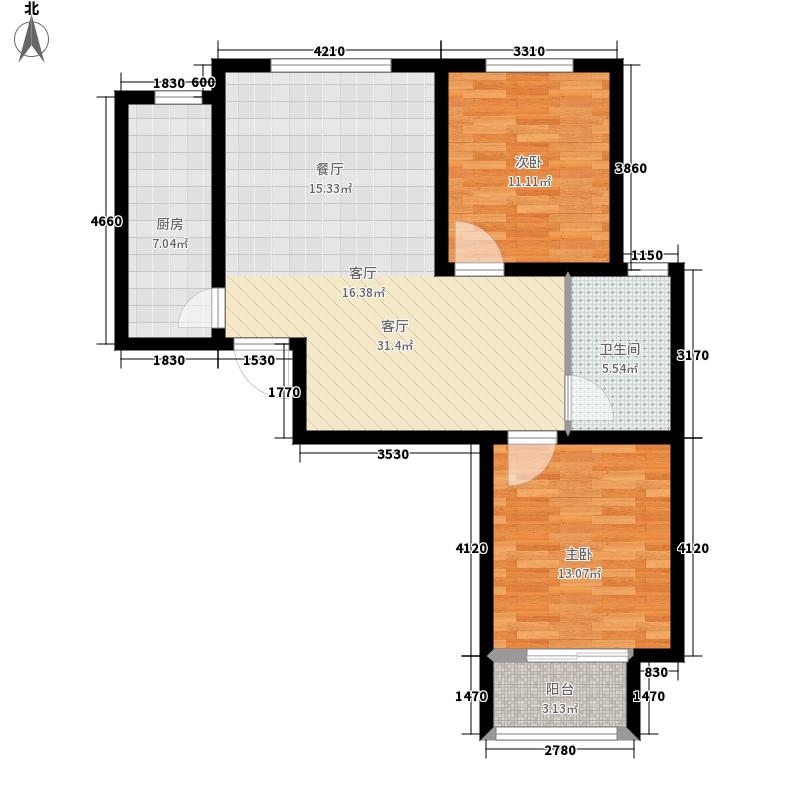 明瀚花香城2室1廳1衛(wèi)1廚102㎡戶型圖