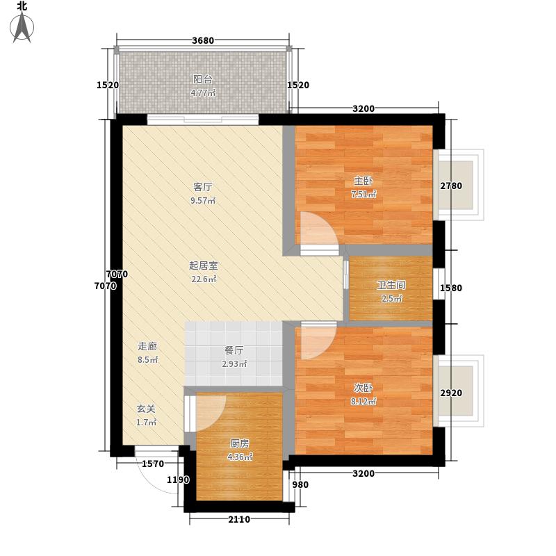 天同祥城2室2廳1衛(wèi)1廚72㎡戶型圖