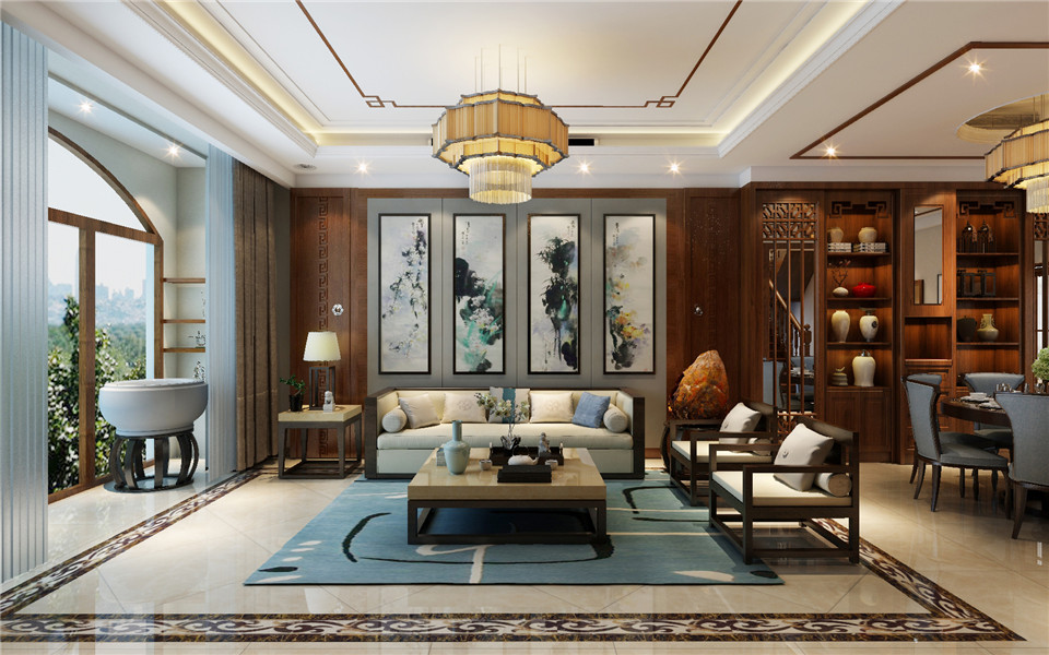 奧克蘭風情小鎮(zhèn)別墅360平別墅新中式風格