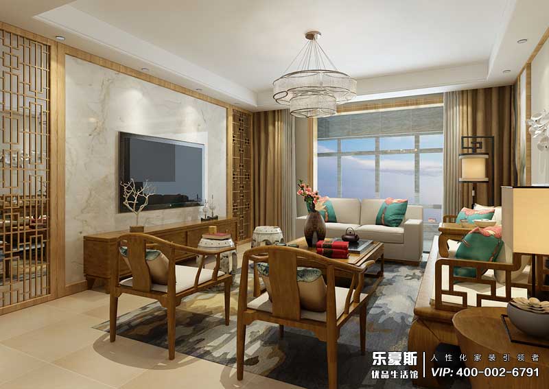 玫瑰灣140平米新中式風(fēng)格裝修效果圖