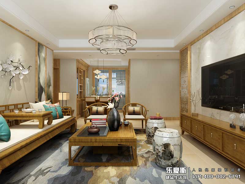 玫瑰灣140平米新中式風(fēng)格裝修效果圖