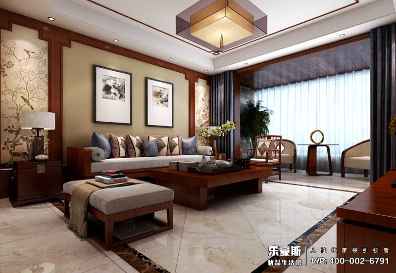 上山間躍層210平米新中式裝修風格效果圖