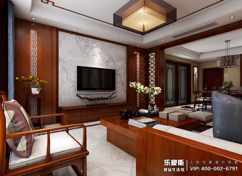 上山間躍層210平米新中式裝修風格效果圖