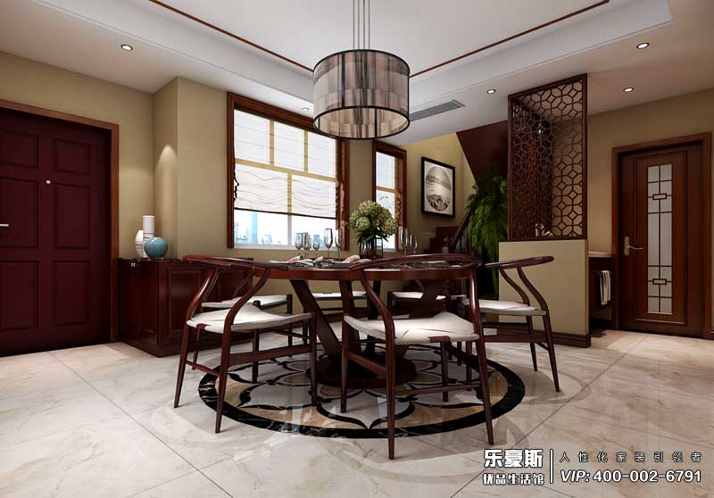 上山間躍層210平米新中式裝修風格效果圖