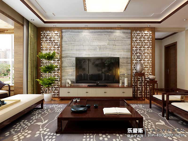 金海華府三室兩廳新中式風格裝修效果圖