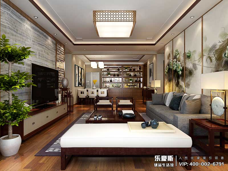 金海華府三室兩廳新中式風格裝修效果圖