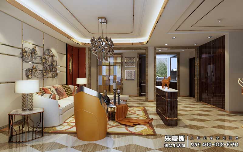 石家莊天山熙湖200平米后奢風(fēng)格裝修效果圖_