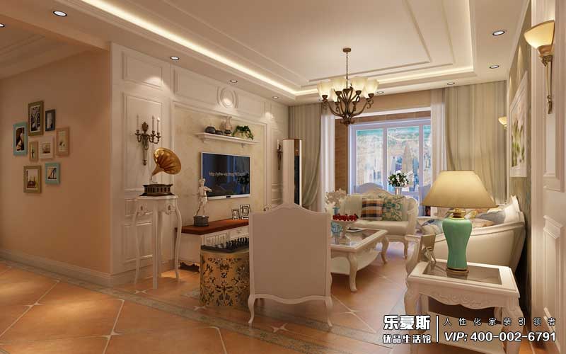 東勝紫御府118平米美式風(fēng)格裝修效果圖