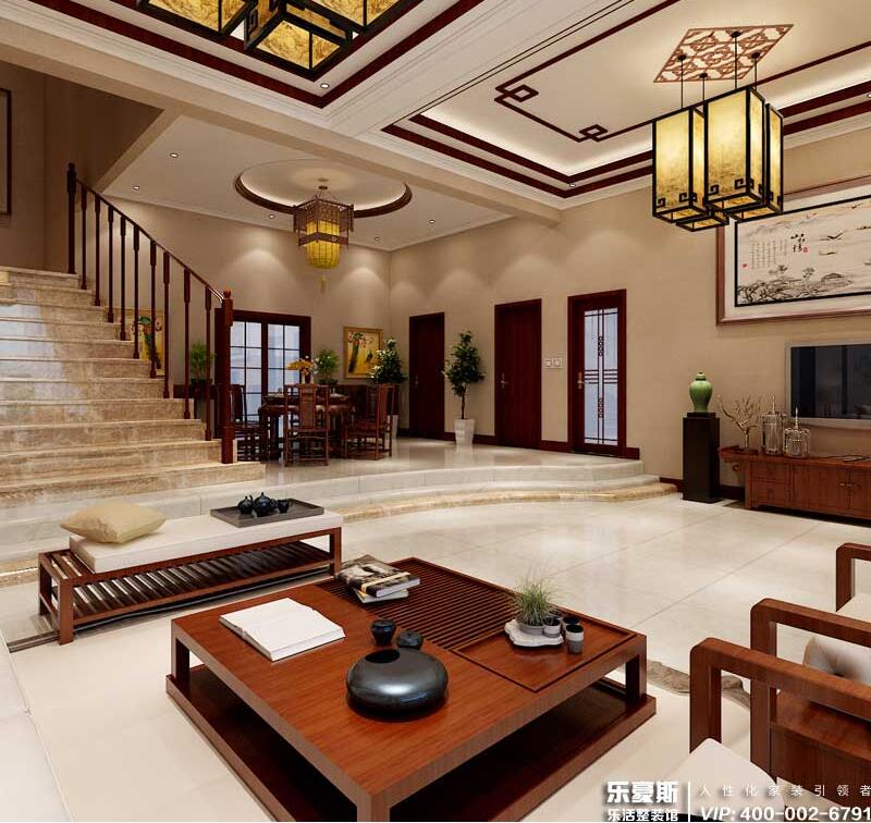 瓏璽山中式風(fēng)格別墅裝修效果圖 