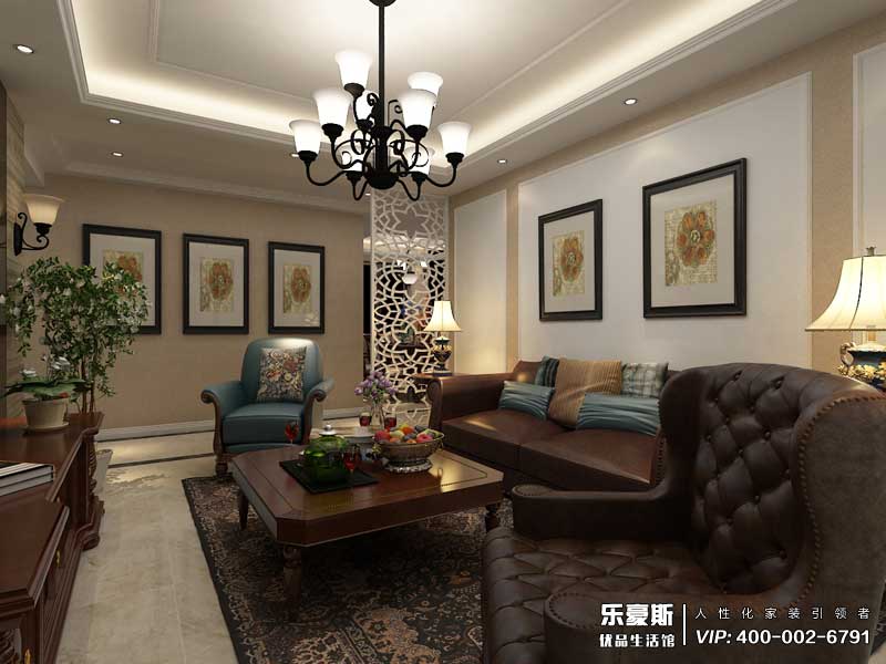 恒大警苑136平米美式風(fēng)格裝修效果圖