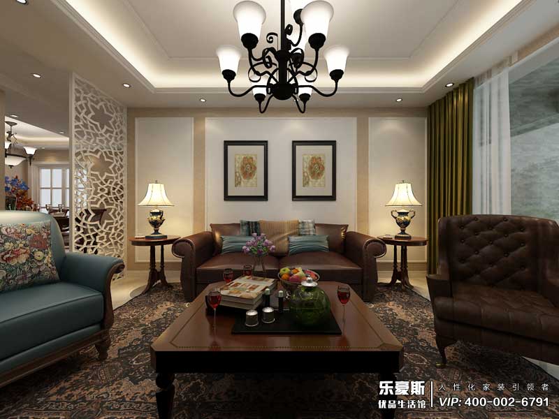 恒大警苑136平米美式風(fēng)格裝修效果圖