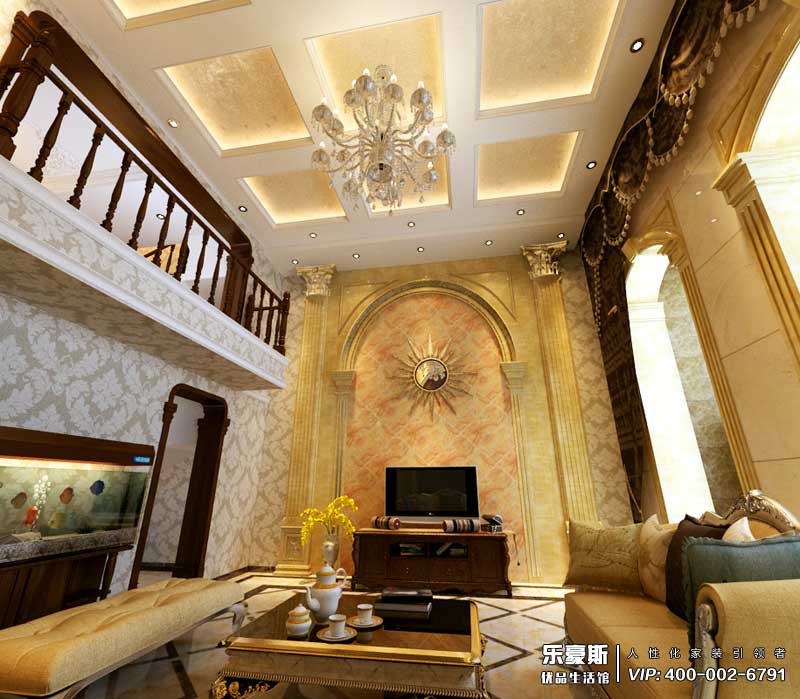 御河上院222平米躍層歐式風格裝修效果圖