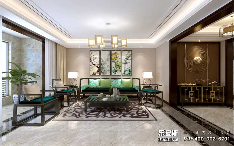 盛世御城三室兩廳新中式風(fēng)格裝修效果圖