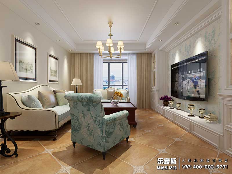 潤(rùn)德天悅城165平米美式田園風(fēng)格裝修效果圖