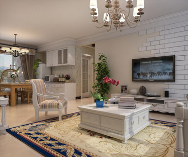 盛邦大都會130平米三室兩廳兩衛(wèi)田園風(fēng)格