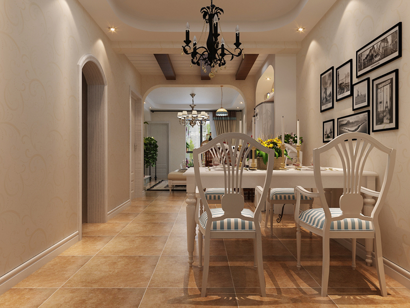 弘石灣小區(qū)98平米田園風(fēng)格