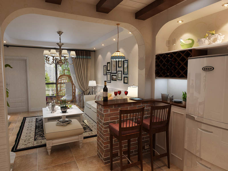 弘石灣小區(qū)98平米田園風(fēng)格