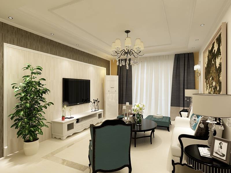 啟銳園127平米三室兩廳簡歐風格