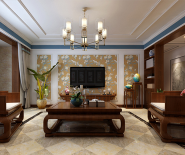 天海譽(yù)天下200平米四室二廳兩衛(wèi)新中式裝修效果圖