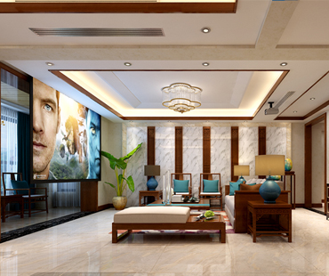 天山熙湖面積138平米三室二廳兩衛(wèi)新中式裝修效果圖