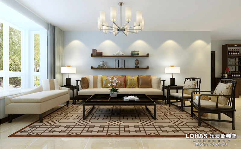 天下玉苑四室兩廳新中式風(fēng)格裝修效果圖