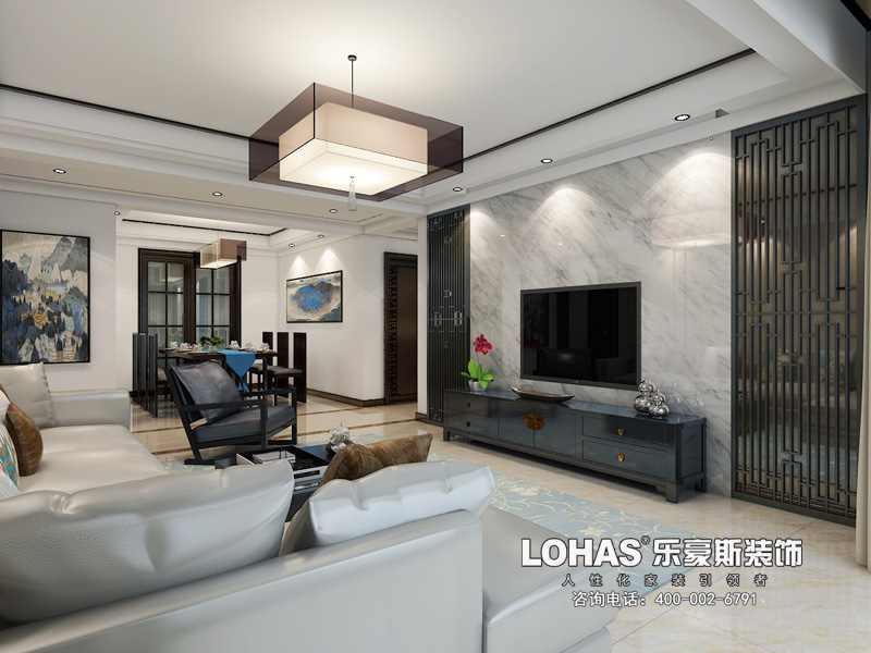 啟銳園小區(qū)135三室兩廳新中式簡約風格