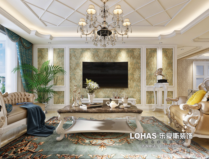 龍溪城138平米歐式裝修效果圖