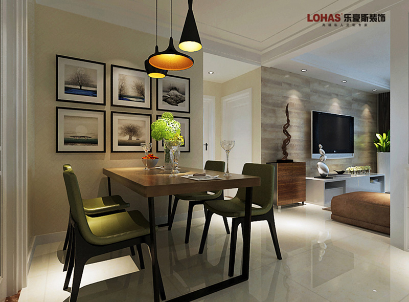 保利花園92㎡兩室兩廳現(xiàn)代簡(jiǎn)約裝修效果圖