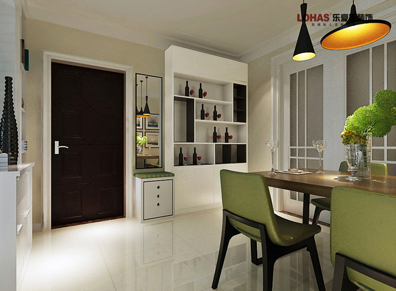 保利花園92㎡兩室兩廳現(xiàn)代簡(jiǎn)約裝修效果圖