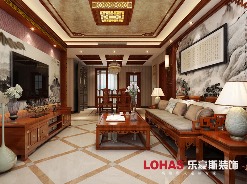 翠堤春曉94平三室兩廳兩衛(wèi)中式裝修風格效果圖