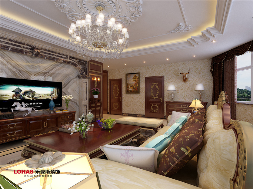 正定盛華公館190平美式裝修效果圖