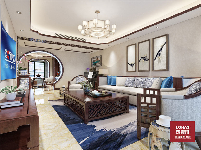 匯君城140平三室新中式風(fēng)格裝修效果圖