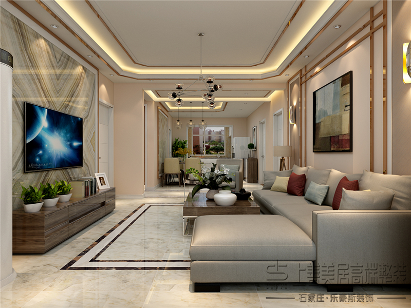 鹿錦苑140平三室兩廳一廚兩衛(wèi)現(xiàn)代風(fēng)格裝修效果圖