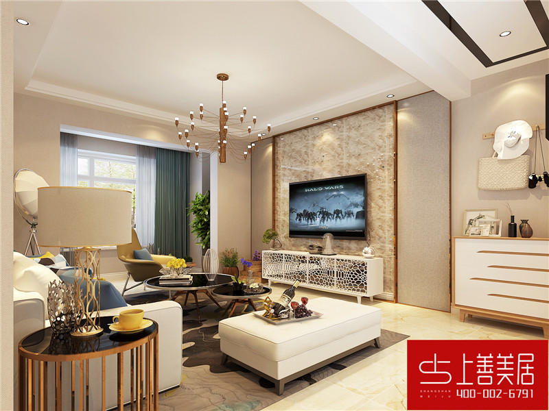 邢臺金都華府100平三室一廳現(xiàn)代簡約風格裝修效果圖