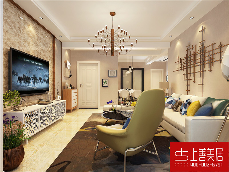 邢臺金都華府100平三室一廳現(xiàn)代簡約風(fēng)格裝修效果圖