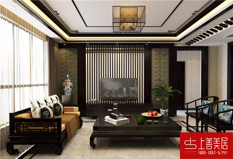 綠朗時光170平四室兩廳簡歐風格裝修效果圖