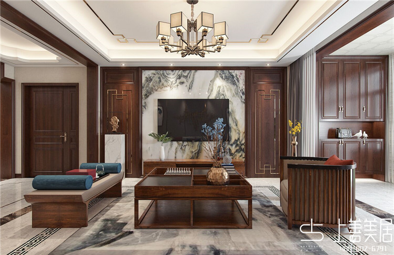 如園138平三室兩廳新中式裝修效果圖