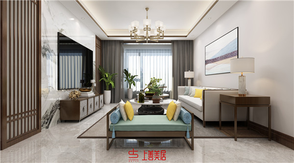 幸福城110㎡三室兩廳兩衛(wèi)新中式