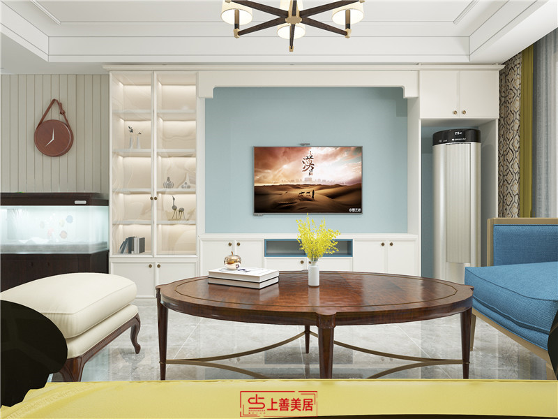 金馬小區(qū)90平美式風(fēng)格電視墻