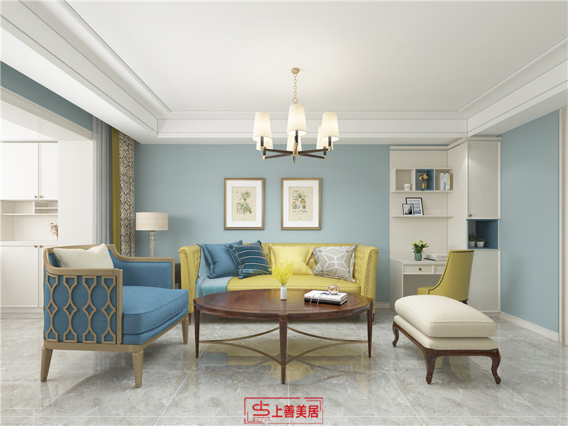 金馬小區(qū)90平美式風(fēng)格沙發(fā)墻