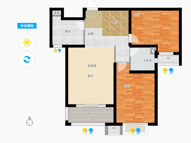 天璽名著2室0廳1衛(wèi)1廚124平戶型采光通風圖 天璽名著2室0廳1衛(wèi)1廚124平戶型采光通風圖