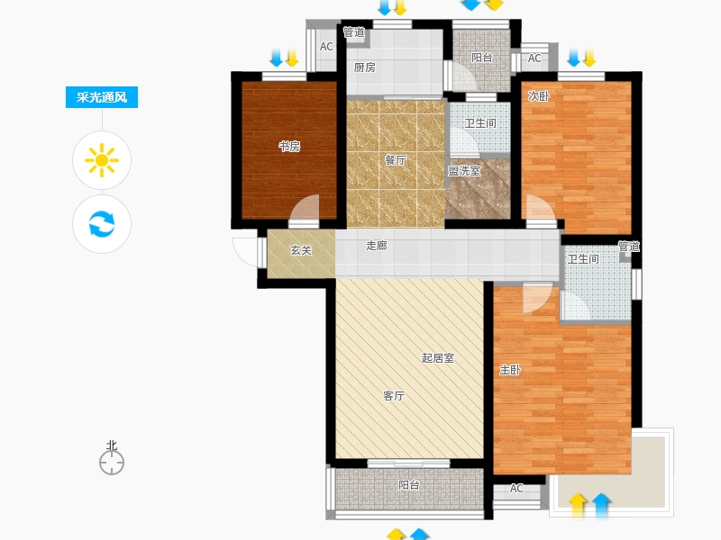 天璽名著3室0廳2衛(wèi)1廚137平戶型采光通風(fēng)圖 天璽名著3室0廳2衛(wèi)1廚137平戶型采光通風(fēng)圖