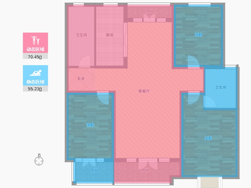 天璽名著3室2廳2衛(wèi)1廚138.0平戶型動靜分區(qū)圖