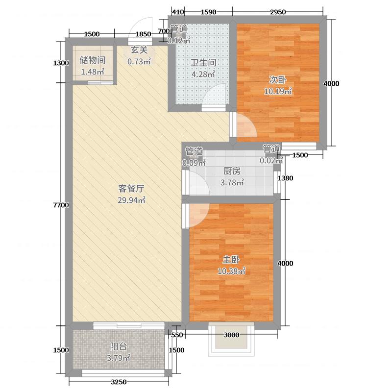林蔭大院2室1廳1衛(wèi)1廚97㎡戶型圖