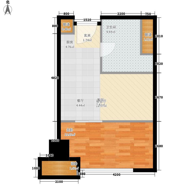 林蔭大院1室1廳1衛(wèi)0廚43㎡戶型圖